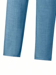 SHEIN 2 件青少年男孩绅士套装，灰色修身背心 + 别致长裤，优雅正式西装，适合生日、婚礼、毕业典礼、派对、典礼 - 藍色 - 查看 5