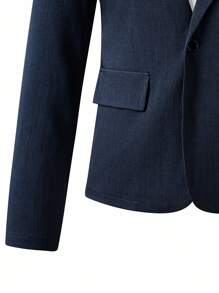 5 件青少年男孩绅士西装套装：西装外套 + 修身背心 + 西裤 + 领结 + 口袋巾，高端正装，适合生日派对、舞会、婚礼、毕业典礼 - 藏蓝色 - 查看 3