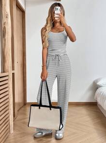 Easowa Bộ 2 món/Bộ đồ thường ngày cho nữ Áo ba lỗ kẻ sọc và quần len waffle Trang phục mùa hè cho nữ Quần áo mùa hè Áo thun họa tiết cho nữ Trang phục hòa nhạc đồng quê Trang phục miền Tây cho nữ Trang phục đi nghỉ Bộ đồ mặc nhà Jersey cho nữ Trang phục giáo viên cho nữ Trang phục đi nhà thờ cho nữ Trang phục sân bay cho nữ Quần ống rộng Bộ đồ đi nghỉ cho nữ Trang phục ăn trưa cho nữ Quần áo mùa hè Phụ nữ Boho Trang phục mùa hè 2 món Quần áo Y2k cho nữ Quần áo mùa hè cho nữ Trang phục đồng quê Trang phục đi chơi mùa hè châu Âu cho nữ Trang phục giáo viên trở lại trường cho nữ Quần áo đi học - Đen và trắng - Xem 5