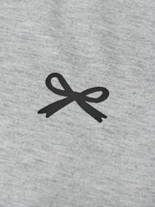 SHEIN Tween Girls Bow Print T-Shirt & Long Pants 2 Pieces Set, Casual Daily Fashion Matching Outfit Teen 2 Piece Pants Set Girls Ribbed Set Girls Pants And Top Flare Pants Set Kids Girls Wide Leg Pants Set