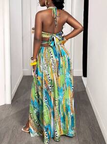 BamGleam 新款春夏女款百搭休闲豹纹连衣裙，适合音乐节、复活节、纳什维尔、波西米亚风、生日、毕业典礼、日常穿着、度假、邮轮旅行、海滩、日光浴 - 彩色 - 查看 2