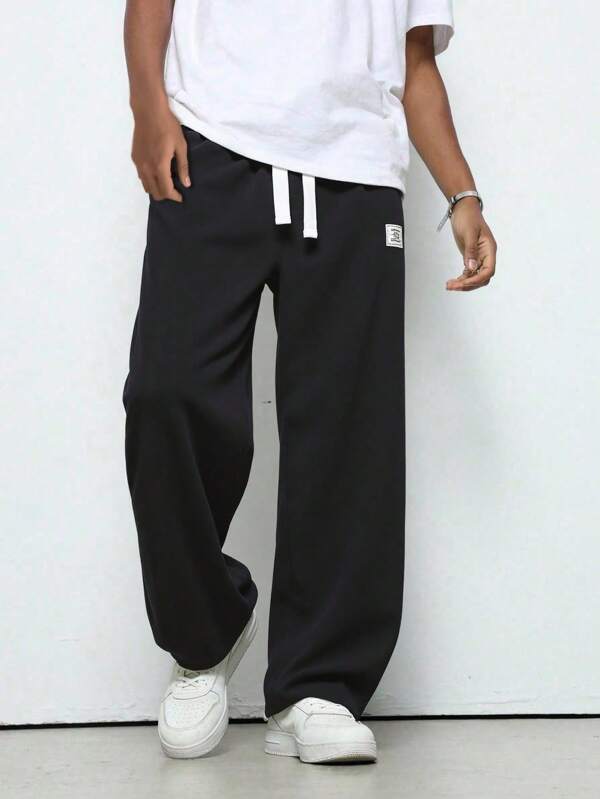 SHEIN Tween Boys' Casual Solid Color Drawstring Waist Sweatpants