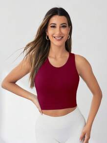 Core Rhythm Áo thể thao nữ co giãn không đường may, thích hợp tập luyện hàng ngày, áo croptop thể thao, áo croptop kiểu racerback, áo croptop thể thao không tay, áo bra thể thao màu đỏ tía, áo croptop thể thao nữ, áo croptop thể thao nữ, áo croptop kiểu racerback. - Màu Đỏ Sâu - Xem 6