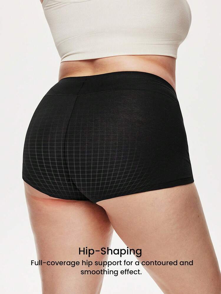 Plus 2-Pack Airy Cotton High Waist Boyshorts Waist Women Underwear Panties Set