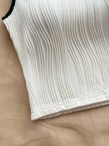 Soleia 女士度假春夏两件套服装：红白条纹针织短款上衣和超低腰紧身短裤，适合派对、圣诞节、情人节、约会、海滩、游轮、狂欢节、复活节 - 白色 - 查看 2