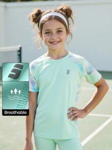 JNSQ Vêtements de rentrée scolaire, vêtements pour préadolescents filles et garçons, T-shirt de sport outdoor à col rond, à quatre aiguilles et six fils, avec imprimé patchwork tie-dye, convenant pour le port quotidien, les activités outdoor, les vacances, le streetwear, les fêtes et les occasions décontractées - Multicolore - Voir 1