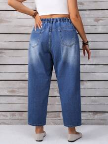 EMERY ROSE 大码女式口袋设计锥形休闲百搭牛仔裤