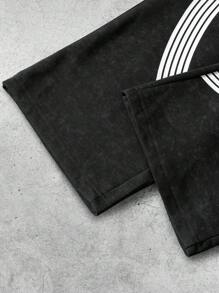 Manfinity Roghcode Pantalón de chándal para hombre con cintura con cordón, pierna acampanada y bolsillos, con diseño de rayas de copos de nieve - Negro - Ver 7