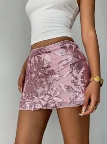 Aloruh Váy mini màu hồng thêu sequin thanh lịch cho nữ - Hồng - Xem 6