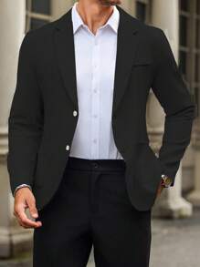 Manfinity Mode 男士绅士商务缺口翻领单排扣西装外套