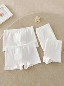 4pcs/Pack Boys' Solid White Simple Casual Breathable Cotton Briefs Underwear Cotton Underwear Kids Cotton Boxer Briefs Fall Winter - White - View 6