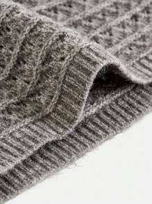 SHEIN Girlism Teen Girl Grey V-Neck Jacquard Knitted Sleeveless Top - Grey - View 4