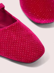 CUCCOO DOLLMOD New Arrival Women Flats With Rhinestone Dual Buckle Chic Ballerina Style Shoes, Red - Red - View 7