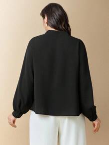 Flouryn Áo cánh thanh lịch thêu hoa 3D màu đen cỡ lớn cho nữ - màu đen - Xem 3