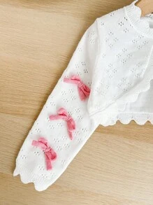 SHEIN Newborn Baby Girl Cute Versatile Knitted White Casual Minimalist Short Cardigan Sweater Baby Girl White Shrug Baby Girl Knit Shrug Baby Girl Sweater Toddler Girl Sweater Baby Girl White Cardigan Autumn Winter Clothes For Girl