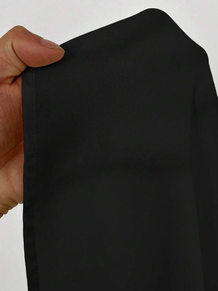 Elenzga Plus Size Women's Elegant Lady Fashion Versatile Casual V-Neck Front Button Cinched Waist Color Block Midi Dress - Black - View 6