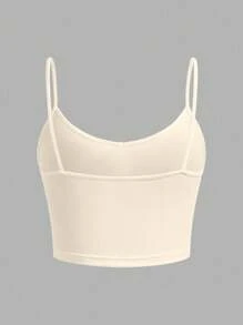 SHEIN EZwear 3 件粉色、橄榄绿、杏色女士修身短款休闲吊带背心，适合夏季 - 彩色 - 查看 5