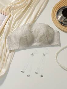 SHEIN Skin-Friendly Comfortable Simple Women Camisole Bras (With Transparent Shoulder Straps) - Light Grey - View 3