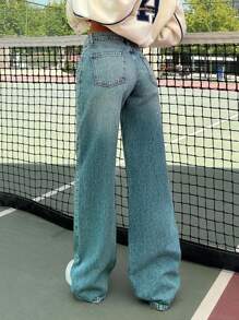 EURMUSE LOW RISE WIDELEG LIGHT GREY Y2K JEAN - Teal Blue - View 2