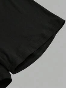 SHEIN EZwear 4 件套女士黑色紧身休闲七分打底裤套装，适合夏季 - 黑色 - 查看 5