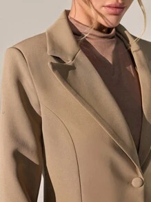 CLARA VERO Women Solid Color Button Detailed Blazer Jackets - Krem - View 7