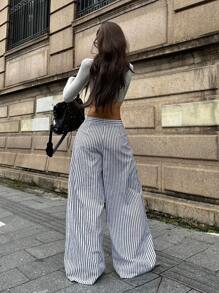 Coolane Women's Fall/Summer Back To School Office Wear Streetwear Going Out Vintage Graphics Striped Baggy Low Rise Pants - Multicolor - View 5