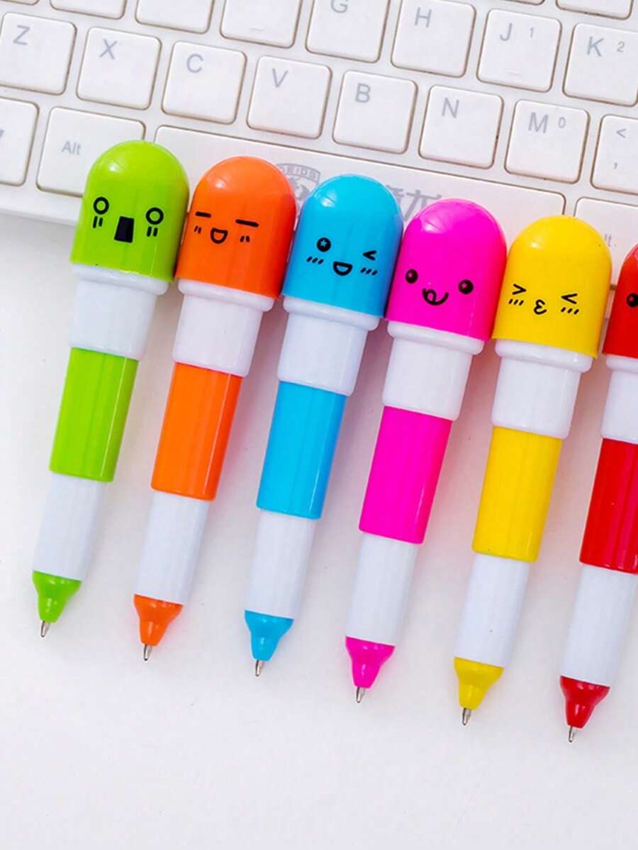 5/10/20pcs Stretchable Capsule Ballpoint Pens, Creative Cartoon Capsule Pens, Fun Writing Tools (Style And Color Random) - Multicolor - View 1