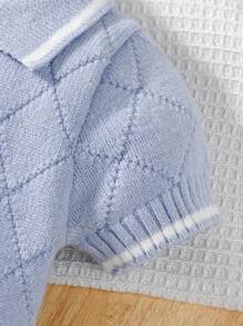 Souflis Souflis 男宝宝短袖有领连体衣，纯色休闲英伦风，时尚可爱，适合秋冬日常出游，温暖，蓝色，休闲，百搭，适合居家，出游，度假等各种场景 - 藍色 - 查看 5