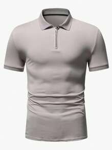 Manfinity Homme Men Quarter Zipper Polo Shirt - Mocha Brown - View 3