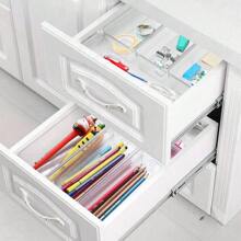 8pcs/Set Clear Drawer Organizers Plastic Storage Tray For Utensil Cutlery In Kitchen Desk Makeup Storage Bin Divider Decorations Autumn Decor Festival Decor Room Decor Home Decor Fall Decor Bedroom Decor - Clear - View 9