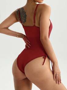 Dewbera Solid Color Side Drawstring Strap Jumpsuit For Sports