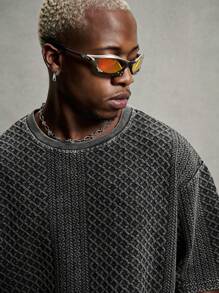 PAVTROS Manfinity Streetrush 男士年轻街头风短袖T恤，采用清爽卫衣面料，修身剪裁，简约珍珠光泽设计，融合现代时尚与街头风格，简约时尚，独具一格，适合日常搭配，时尚潮流，街头服饰，休闲聚会，节日礼物，男女皆宜的图案T恤，嘻哈街头风，送给男朋友的礼物，男士街头服饰，万圣节派对 - 黑色 - 查看 5