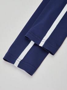 青少年女孩休闲数字印花长袖上衣，适合返校季、春秋季节 - 藍色 - 查看 8