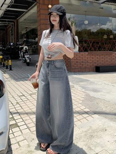 DAZY Women's Distressed Loose Fit Straight Leg Jeans For Summer