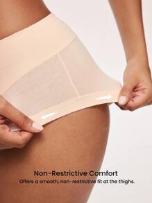 LUVLETTE 2-Pack Airy Cotton Basic Mid Waist Briefs Waist Tummy Control Women Underwear Panties Set Black Panties Nude Panties - Multicolor - View 5