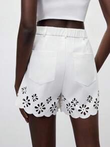 Maija Białe, haftowane szorty w kształcie litery A z kieszeniami, jesienna odzież damska w stylu boho, styl rustykalny, moda sztokholmska, odpowiednie na randki, wyjścia, lotniska i podróże - Biały - Zobacz 6