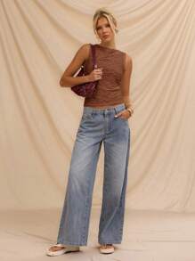 Avantive 热辣女孩度假休闲高街女士无袖夏季上衣海滩女士母亲节休闲女士上衣夏季女士无袖上衣工作女士上衣 - 棕色 - 查看 4