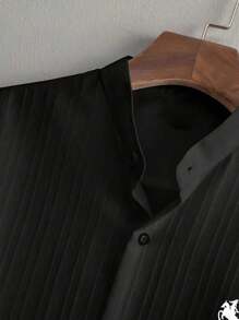 Manfinity Homme 2pcs Men's Casual Loose Fit Short Sleeve Shirt And Pants Set, Cozy Outfits - Black - View 3