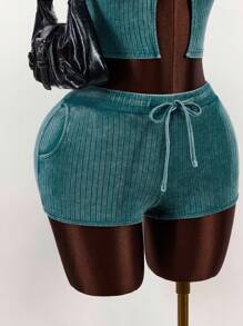 Amplova 2件套女士露背吊带上衣和超短裤