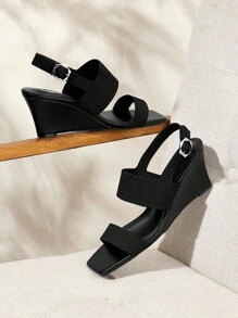 Ressula Women's Fashion Black Comfortable Wedge Heel Casual Shoes - Black - View 1