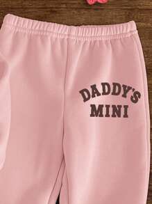 SHEIN Baby Girl Knit Soft Hoodie Sweatshirt And Pants Set, Casual Loose Fit Long Sleeve Outfit, Suitable For Autumn/Winter Baby Girl Sweat Set Baby Girl Clothes Daddys Girl Baby Tracksuit Daddys Mini Daddy And Me Matching Outfits Set Fall - Pink - View 5