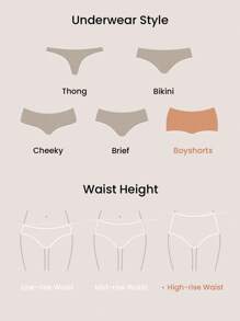 LUVLETTE Plus 2-Pack Airy Cotton High Waist Boyshorts Waist Tummy Control Women Basic Underwear Panties Set Nude Panties - Multicolor - View 10