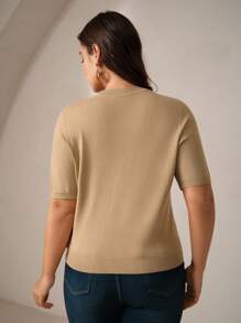 Anewsta 女士优雅刺绣蕾丝拼布镂空百搭T恤针织毛衣