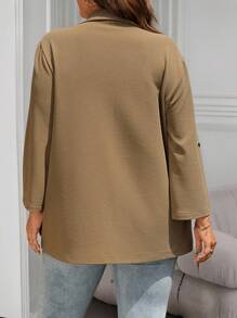 SHEIN LUNE Sacou cu guler șal, culoare solidă, casual/de serviciu, mărime plus