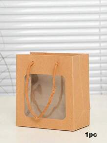 1/5/10个装牛皮纸礼品袋，带PVC透明窗口和手柄，礼品包装袋，派对礼品，珠宝制作展示，包装用品，非常适合生日婚礼派对花店花束，周年纪念，结婚礼物，父亲节，母亲节礼品袋，节日礼品袋，派对礼品袋，工艺手提包，礼品袋创意，礼品袋DIY，生日派对礼品袋，玩偶礼品盒，圣诞节用品学校
