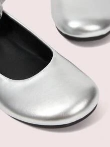 CUCCOO DOLLMOD 女士时尚银色踝带平底鞋 - 銀色 - 查看 7