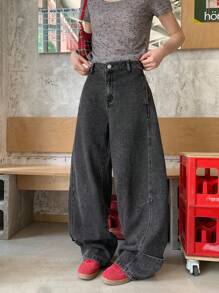 DAZY Blugi de damă coreeni, spălați, casual, de lungime medie, cu picior drept