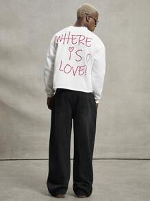 PAVTROS Manfinity Streetrush 男士街头风流行 INS 搭配，流行 INS 刺绣套头衫，户外音乐节夜店男友/老公礼物周年纪念礼物，短款套头衫，街头服饰，保暖冬季，圣诞节 - 白色 - 查看 3