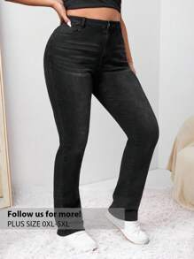 Firerie Plus Bootcut Leg Jeans, Fall Women Clothes - Black - View 1