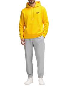 Diesel 男式长袖连帽运动衫，带口袋和抽绳 - 黃色 - 查看 3